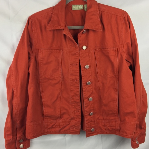rust colored denim jacket